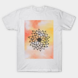 Tie dye linework flower orange watercolor T-Shirt